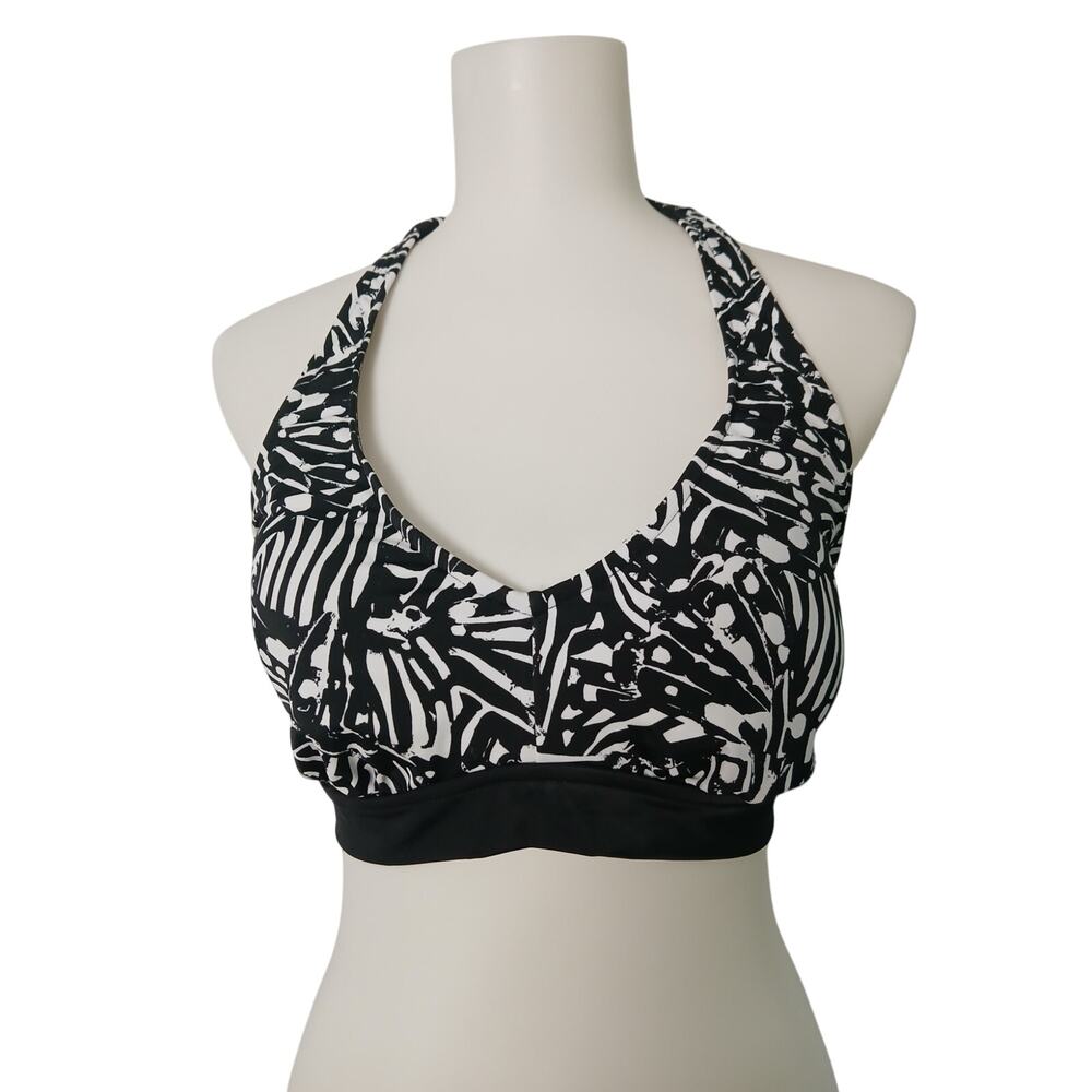 Reel Legends Black White Halter Bikini Top NWT Size 10 spring summer beach